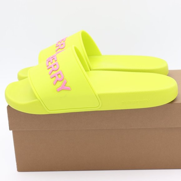 NIB Burberry Furley Logo Embossed Slides Sandals - Picture 4 of 8